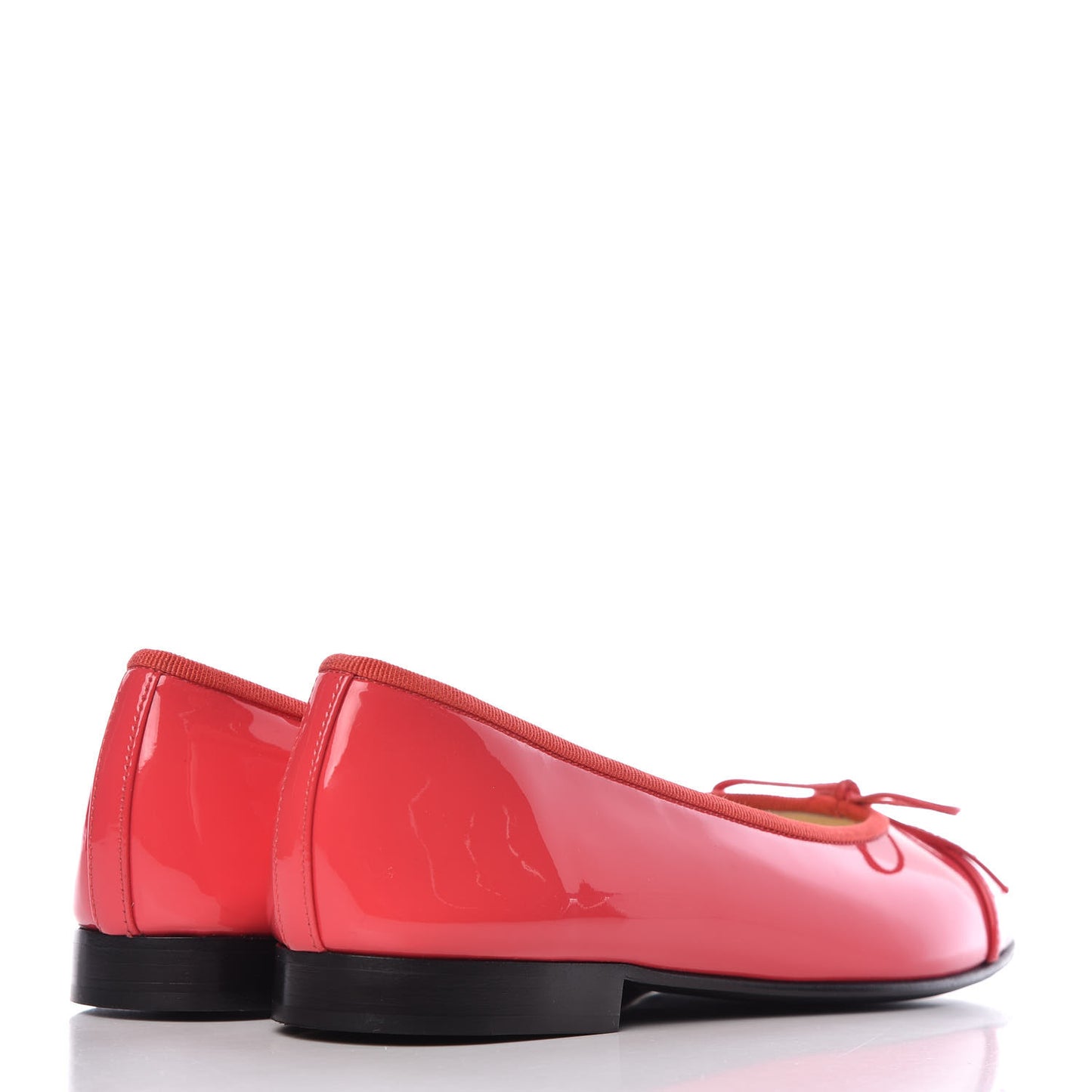 Patent Calfskin CC Cap Toe Ballerina Flats 36 Coral