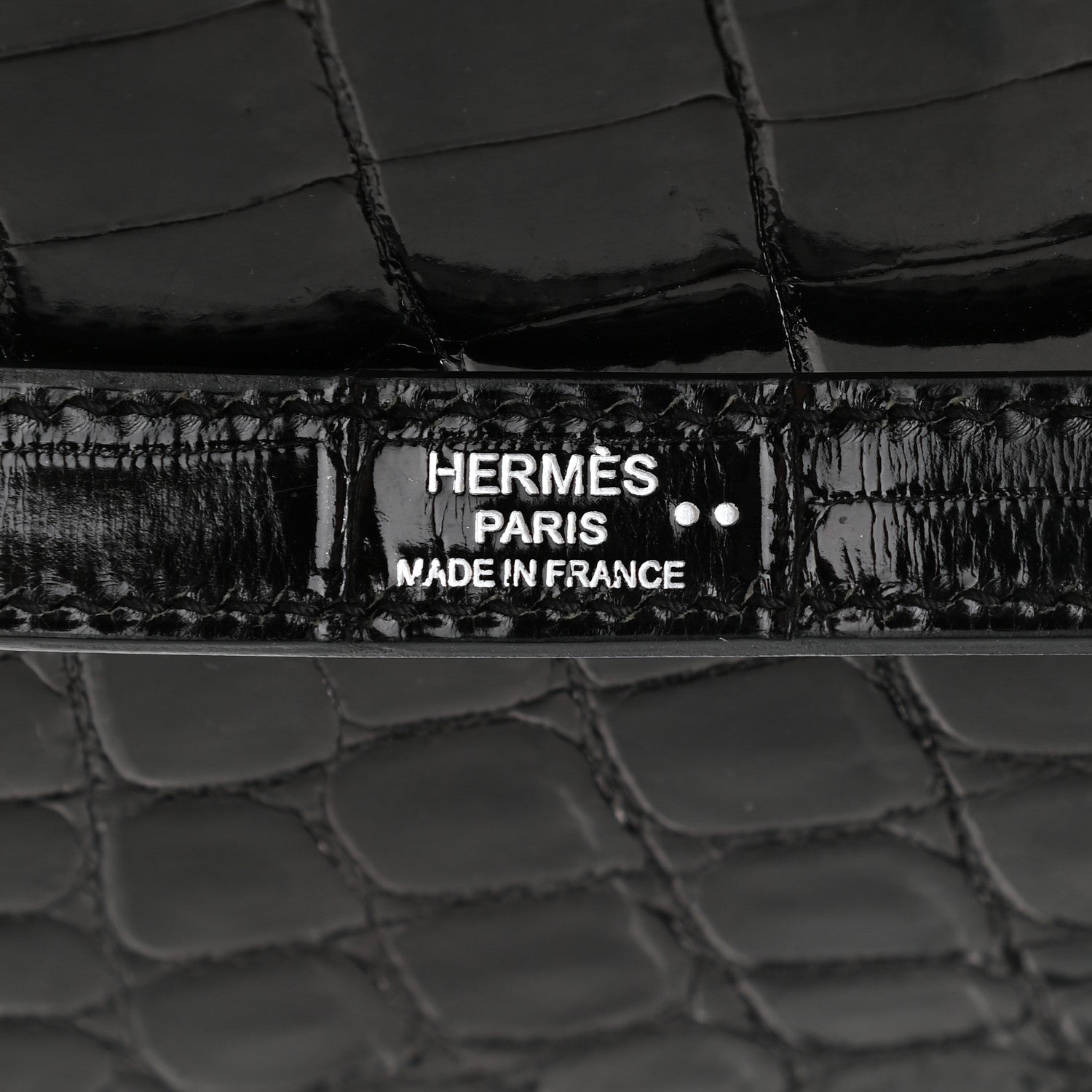 Hermes Shiny Niloticus Crocodile Kelly Sellier 32 Black 8 of 12