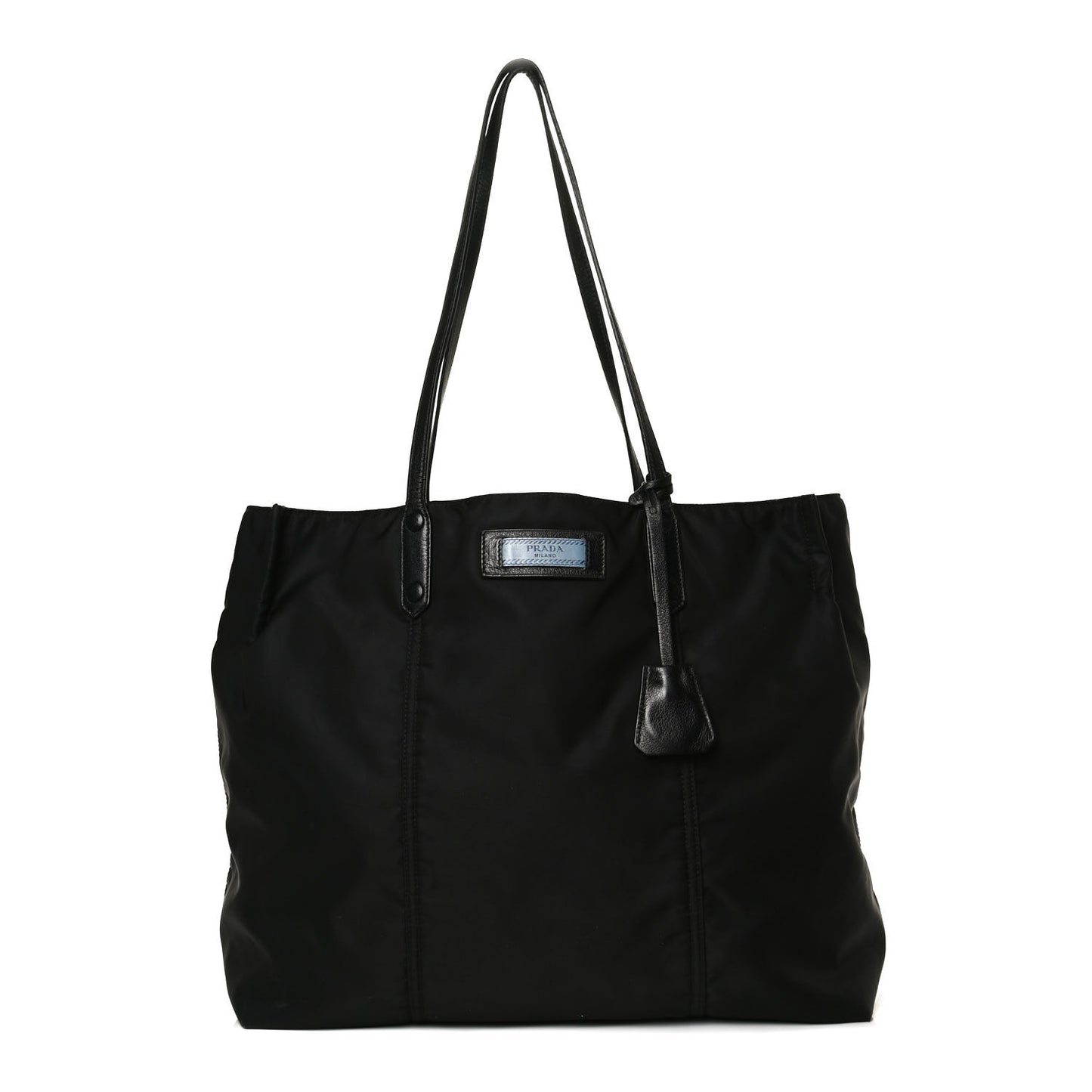 Tessuto Nylon Glace Calfskin Etiquette Tote Black