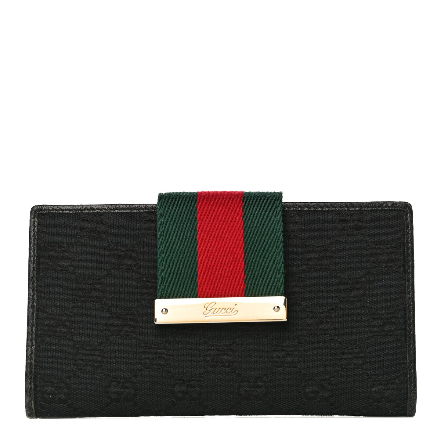 Monogram Grained Calfskin Ladies Web Continental Wallet Black