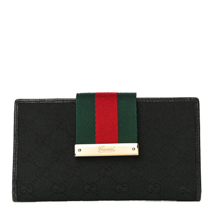Gucci Monogram Grained Calfskin Ladies Web Continental Wallet Black 1 of 22