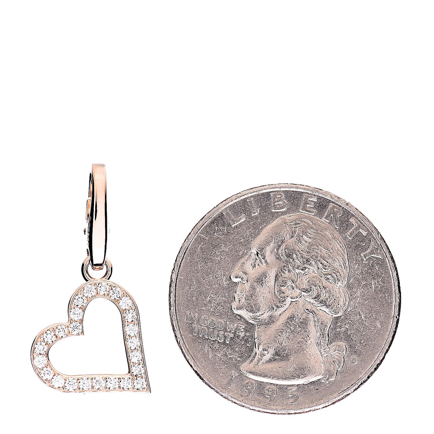 18K Pink Gold Diamond Heart Charm Pendant