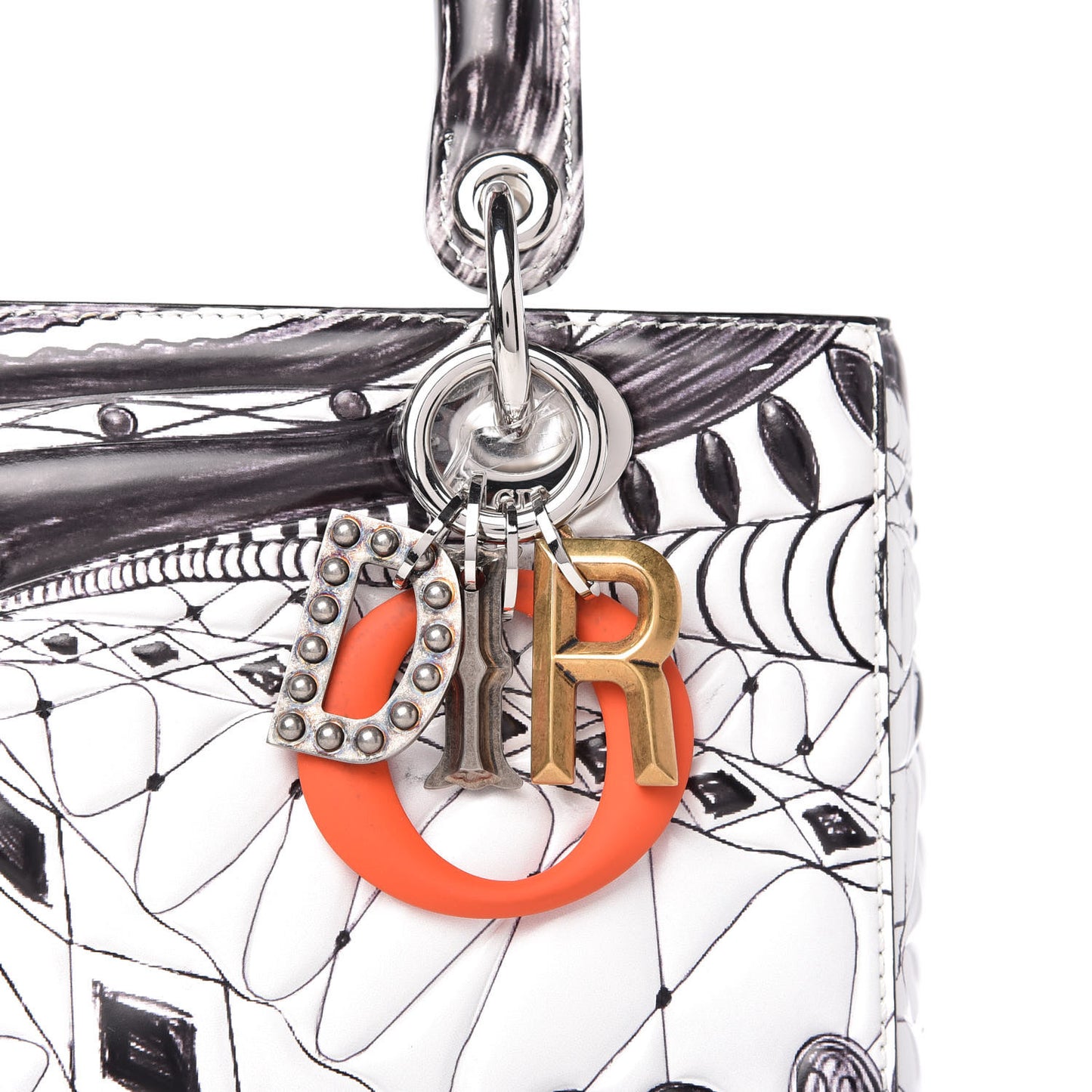 Calfskin Quilted Jack Pierson Art Lady Dior White Black Multicolor