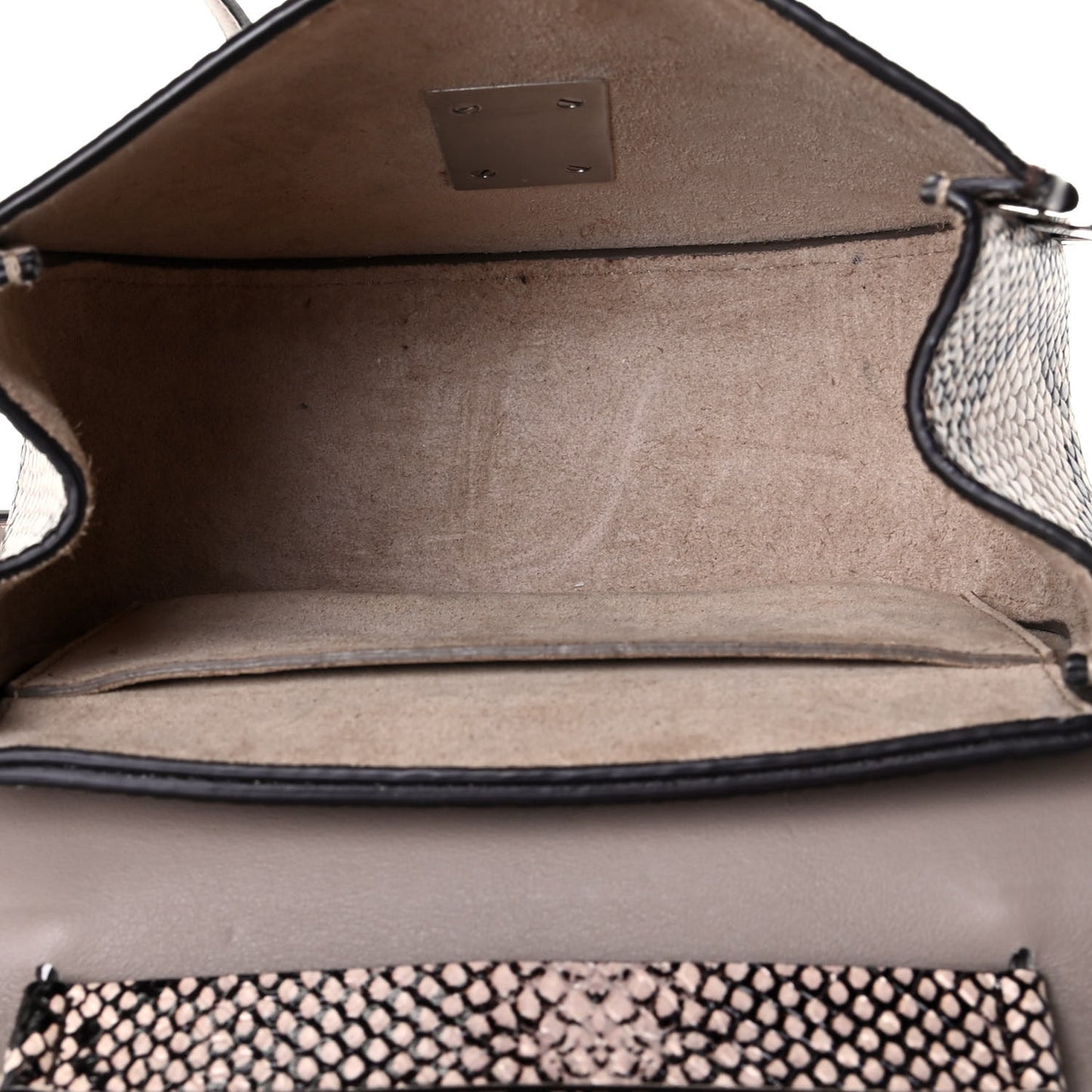 Calfskin Snake Embossed Mini Drew Bijou Shoulder Bag Eternal Grey