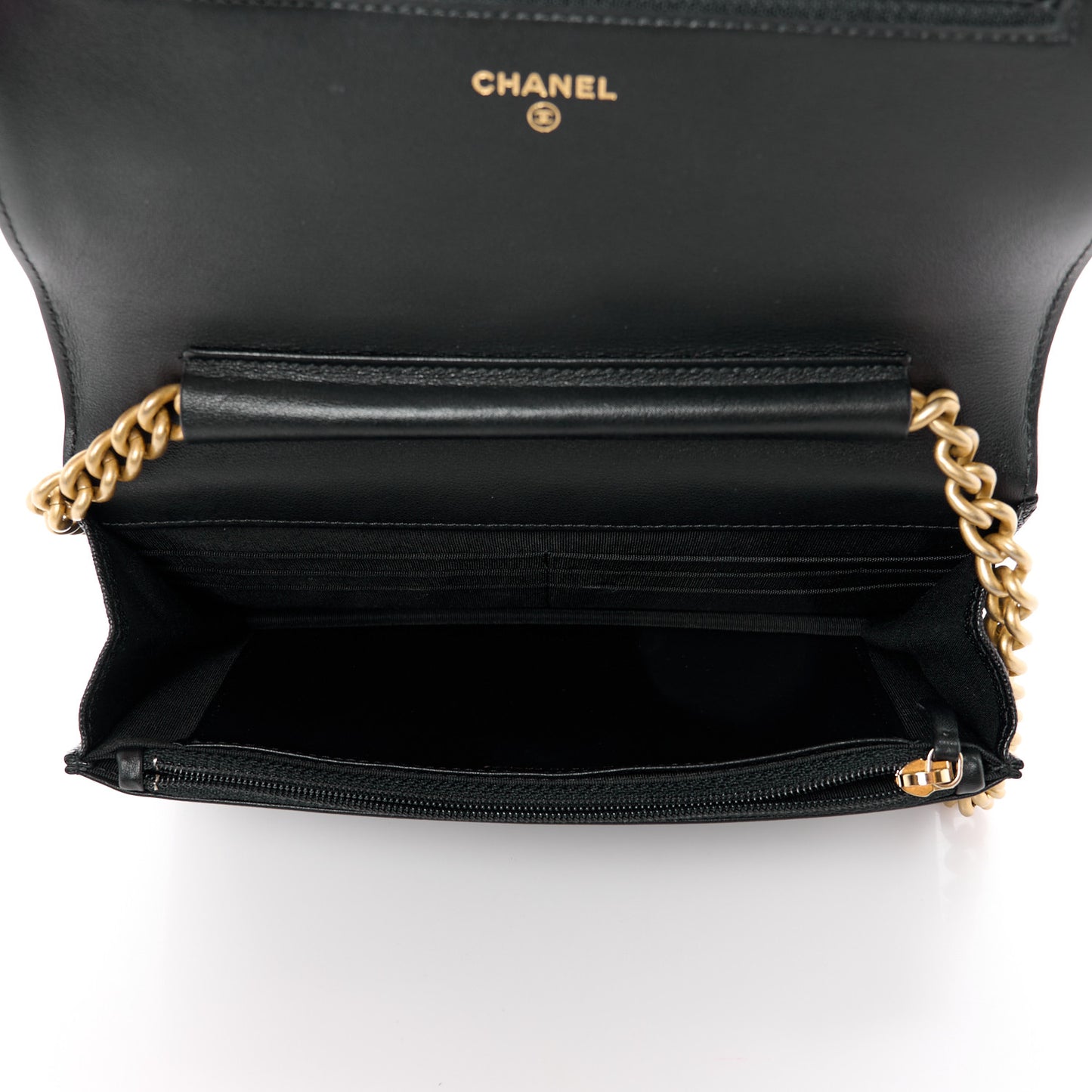 Caviar Quilted Boy Wallet On Chain WOC Black