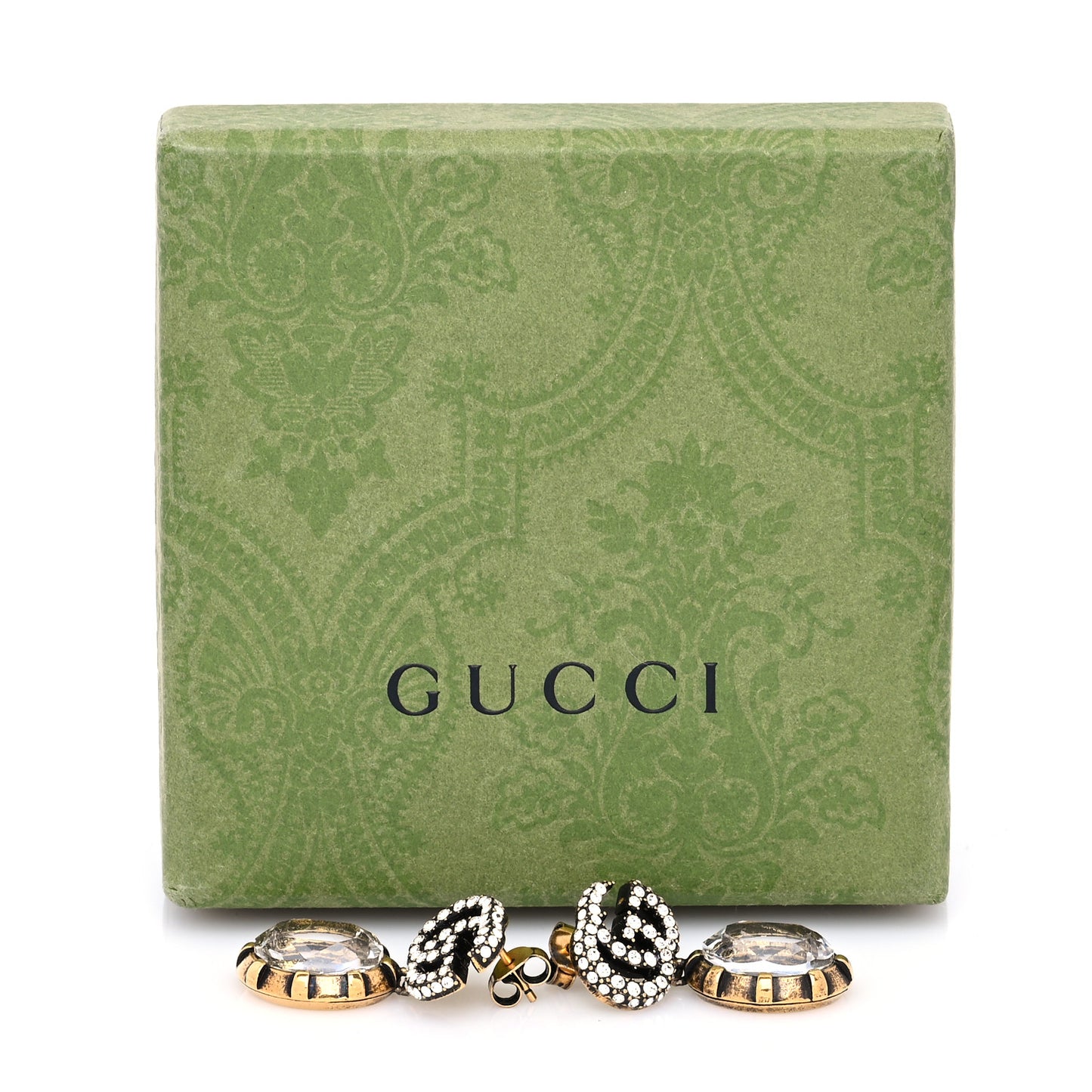 Crystal Double G Earrings Aged Gold