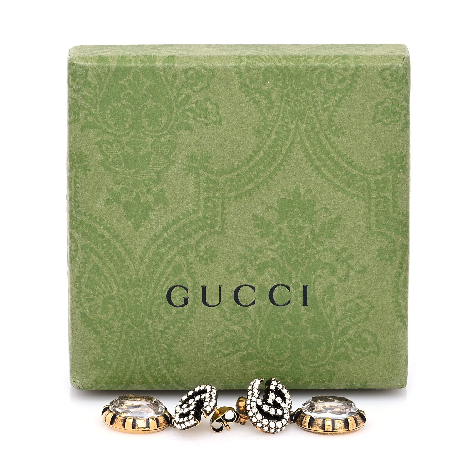 Gucci Crystal Double G Earrings Aged Gold 6 of 6