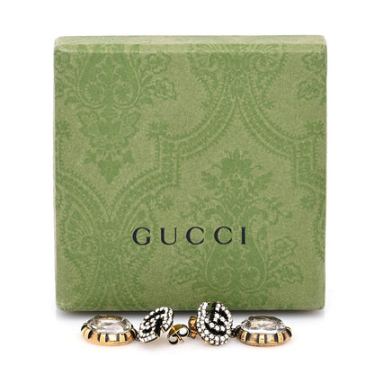 Gucci Crystal Double G Earrings Aged Gold 6 of 6