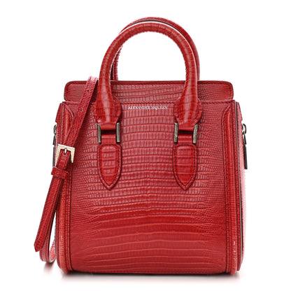 Alexander McQueen Calfskin Lizard Embossed Mini Heroine Scarlet 1 of 14