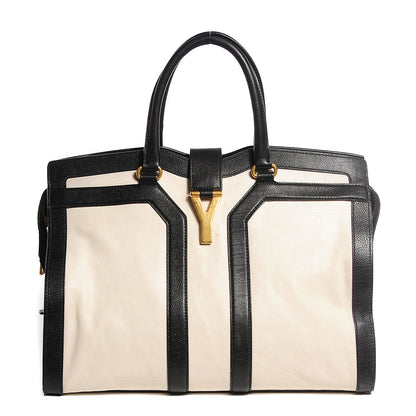 Saint Laurent Calfskin Large Cabas Chyc Black New Bone 1 of 9