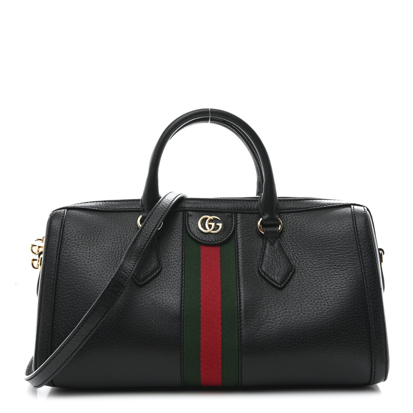 Textured Dollar Calfskin Web Medium Ophidia Boston Black