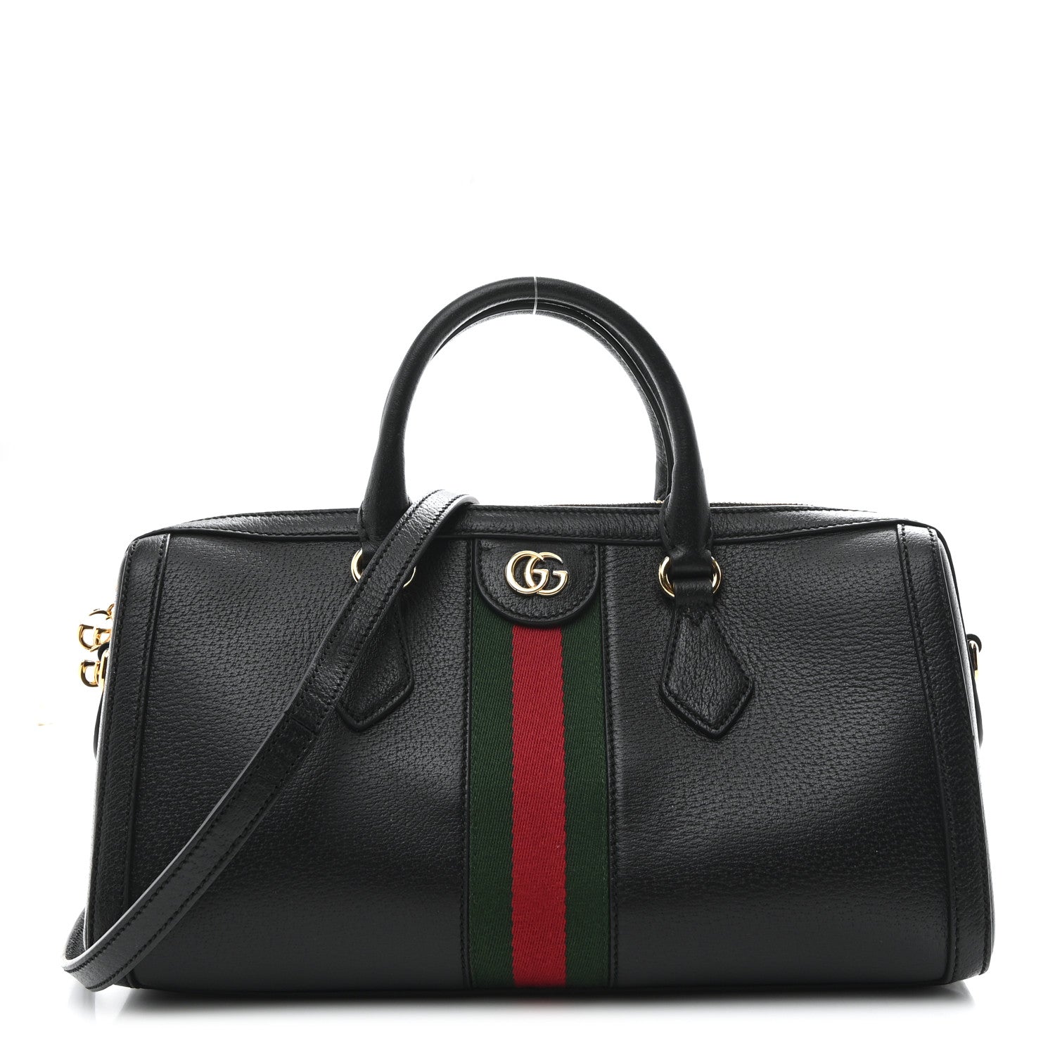 Gucci Textured Dollar Calfskin Web Medium Ophidia Boston Black 1 of 10