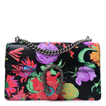 Gucci X KEN SCOTT New Shangai Calfskin Jenny Floral Print Small Dionysus Shoulder Bag Black Pink 1 of 9