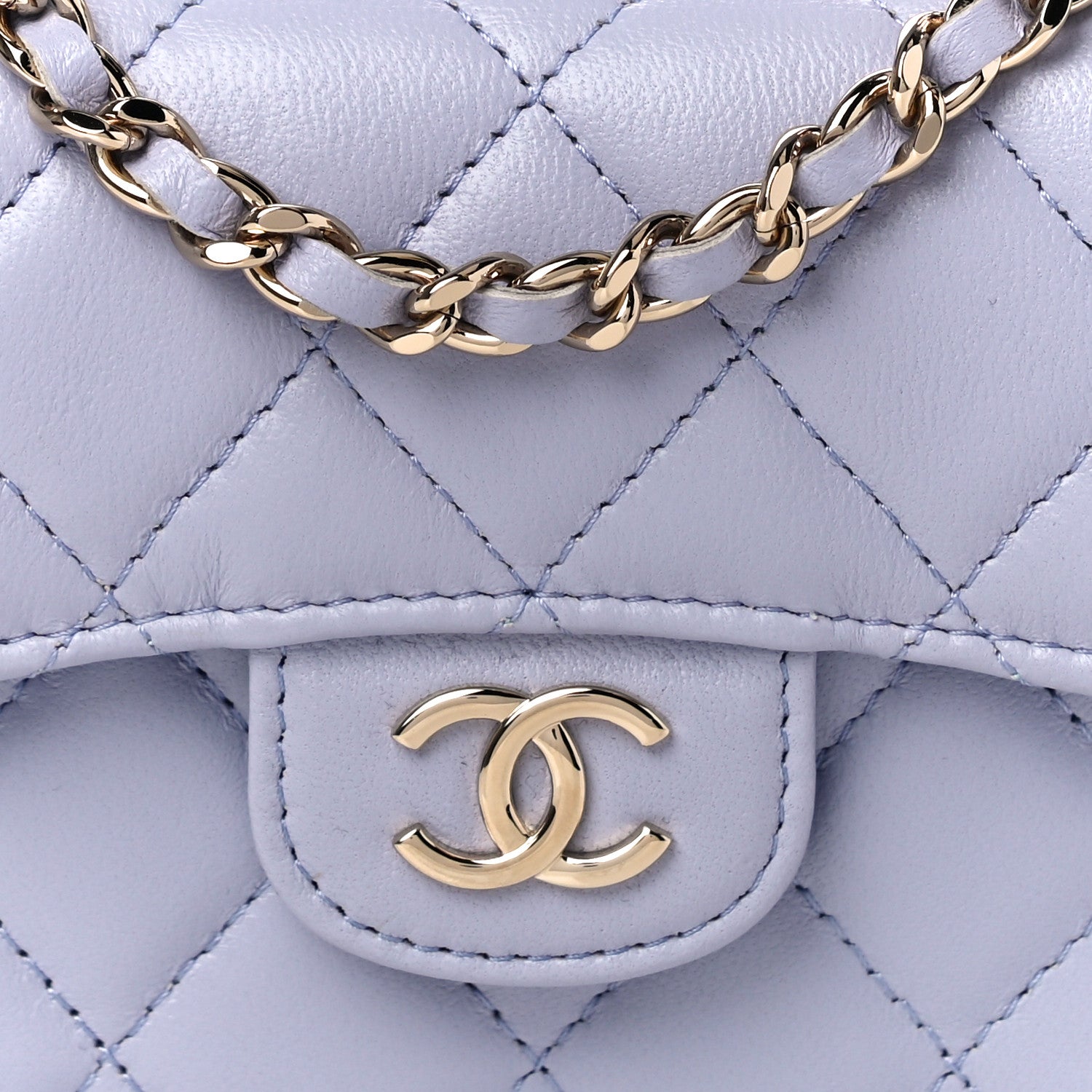 Chanel Lambskin Quilted Top Handle Flap Coin Purse With Chain Light Purple 9 of 12