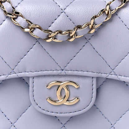 Chanel Lambskin Quilted Top Handle Flap Coin Purse With Chain Light Purple 9 of 12
