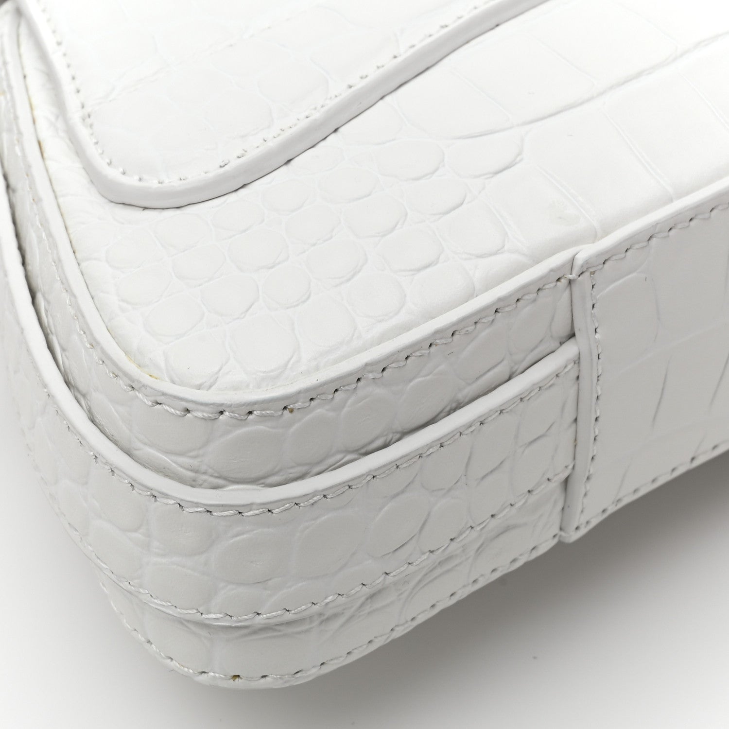 Balenciaga Calfskin Crocodile Embossed Small Lindsay Shoulder Bag Optic White 11 of 11