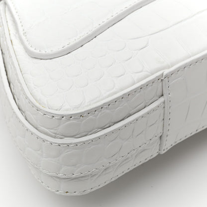 Balenciaga Calfskin Crocodile Embossed Small Lindsay Shoulder Bag Optic White 11 of 11