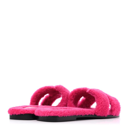 Hermes Woolskin Oran Sandals 39.5 Rose Fuchsia 3 of 4