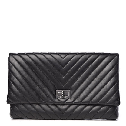 Chanel Aged Calfskin Chevron Quilted Reissue 2.55 Clutch Black 1 of 11