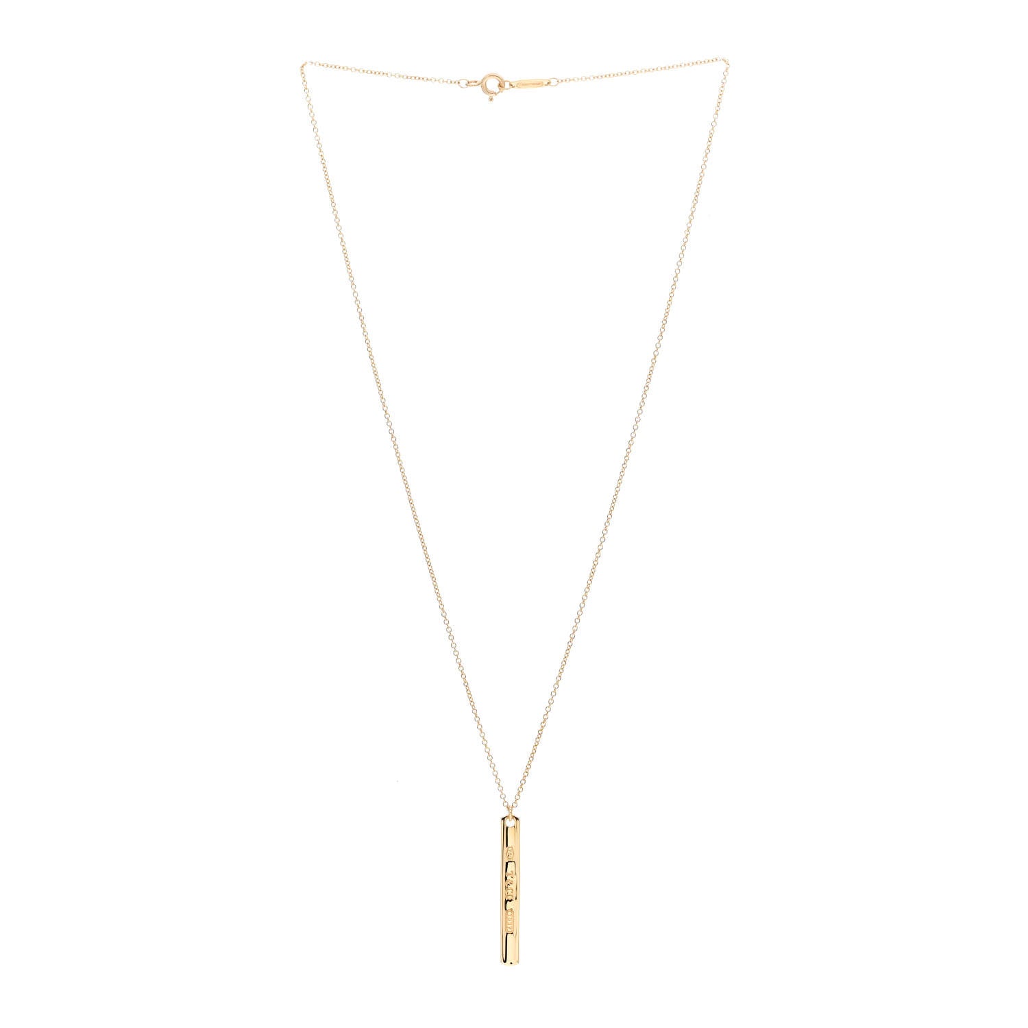 Tiffany 18K Yellow Gold 1837 Bar Pendant Necklace 3 of 4