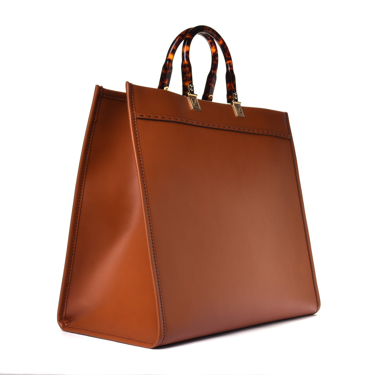 Fendi Vitello King Plexiglass Large Fendi Sunshine Shopper Tote Cuoio 2 of 5