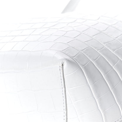 Mansur Gavriel Calfskin Crocodile Embossed Large Shopping Tote White 9 of 12