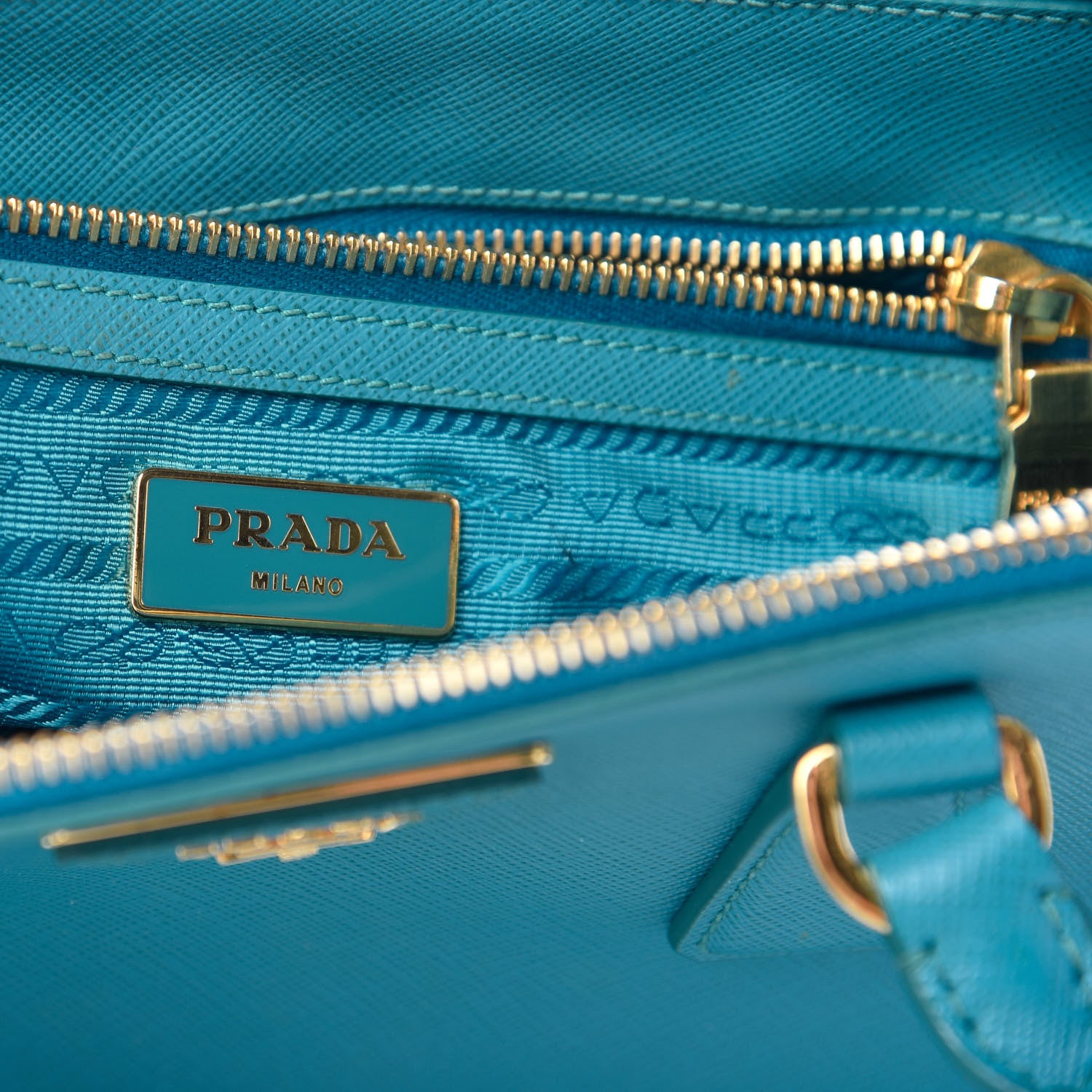 Prada Saffiano Mini Galleria Double Zip Tote Turchese 6 of 9