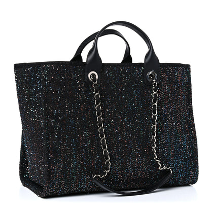 Chanel Calfskin Sequin Medium Deauville Tote Black 3 of 9
