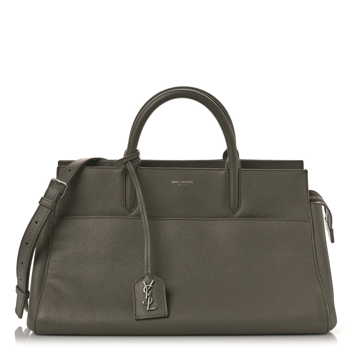 Grained Calfskin Small Cabas Rive Gauche Fog