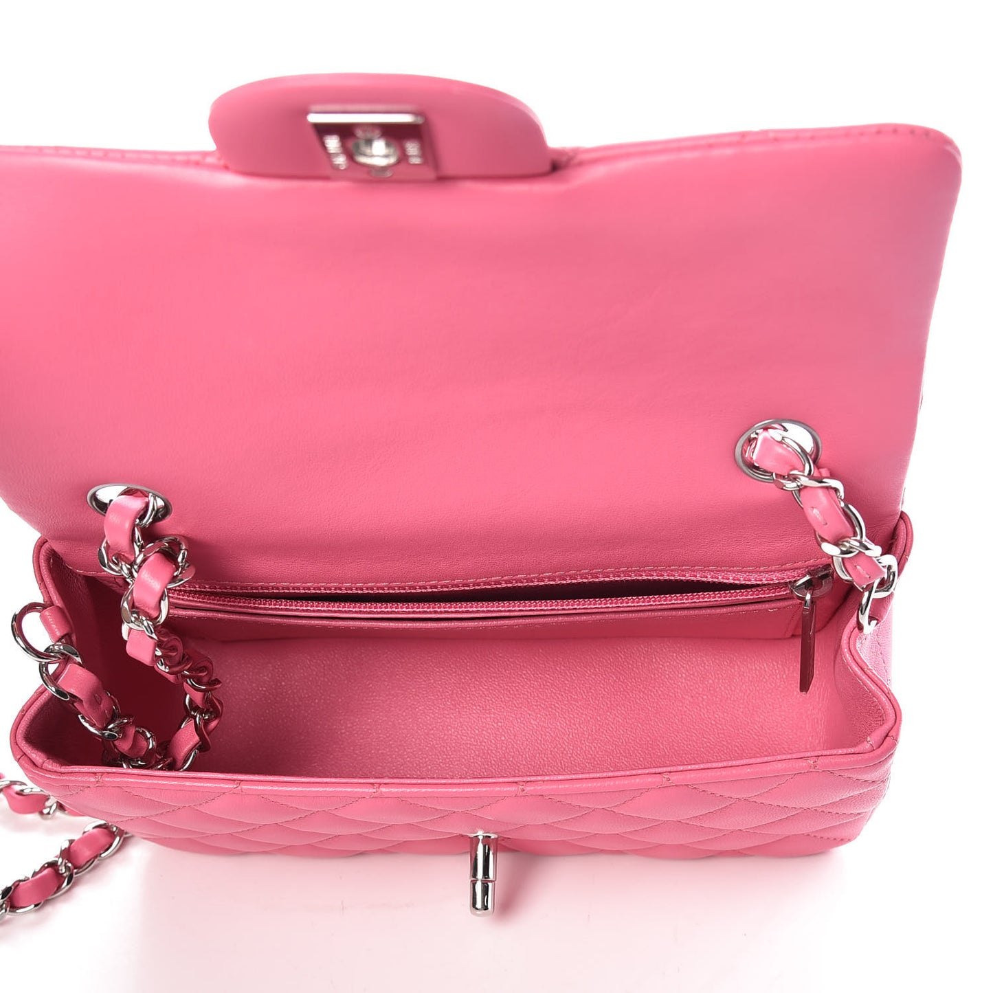 Lambskin Quilted Mini Rectangular Flap Dark Pink
