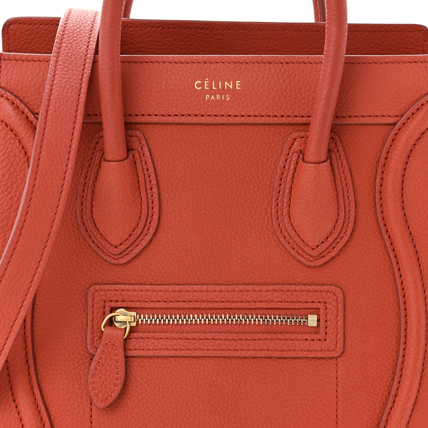 Celine Drummed Calfskin Nano Luggage Terracotta 8 of 11