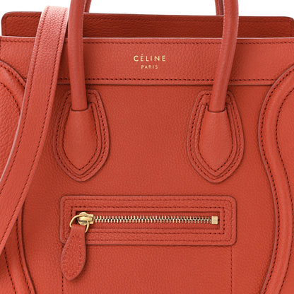 Celine Drummed Calfskin Nano Luggage Terracotta 8 of 11