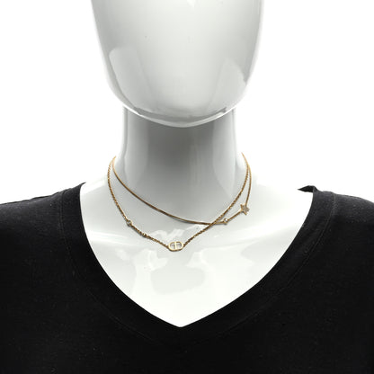 Christian Dior Metal Crystal Petit CD Double Necklace Gold 2 of 4