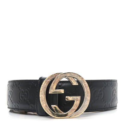 Gucci Guccissima Signature Interlocking G 37mm Belt 90 36 Black 1 of 5