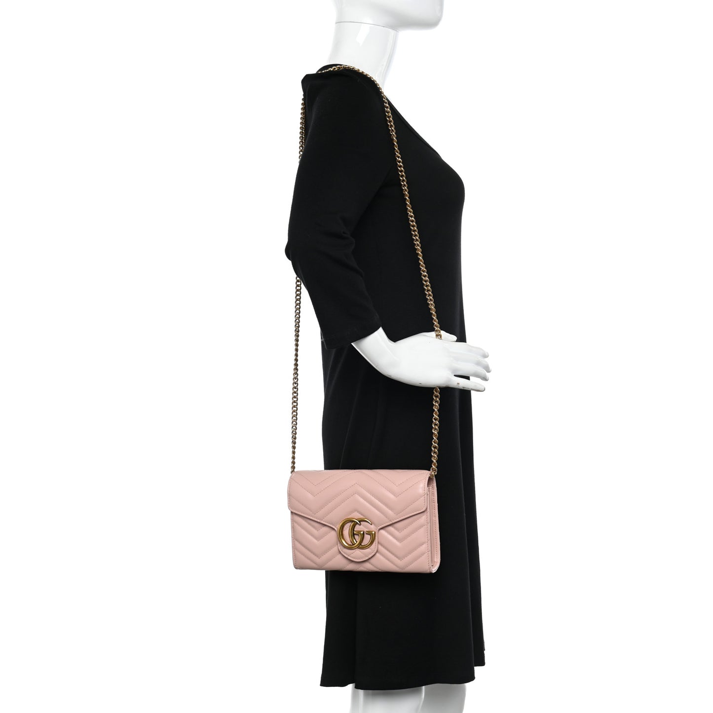 Calfskin Matelasse GG Marmont Chain Wallet Perfect Pink