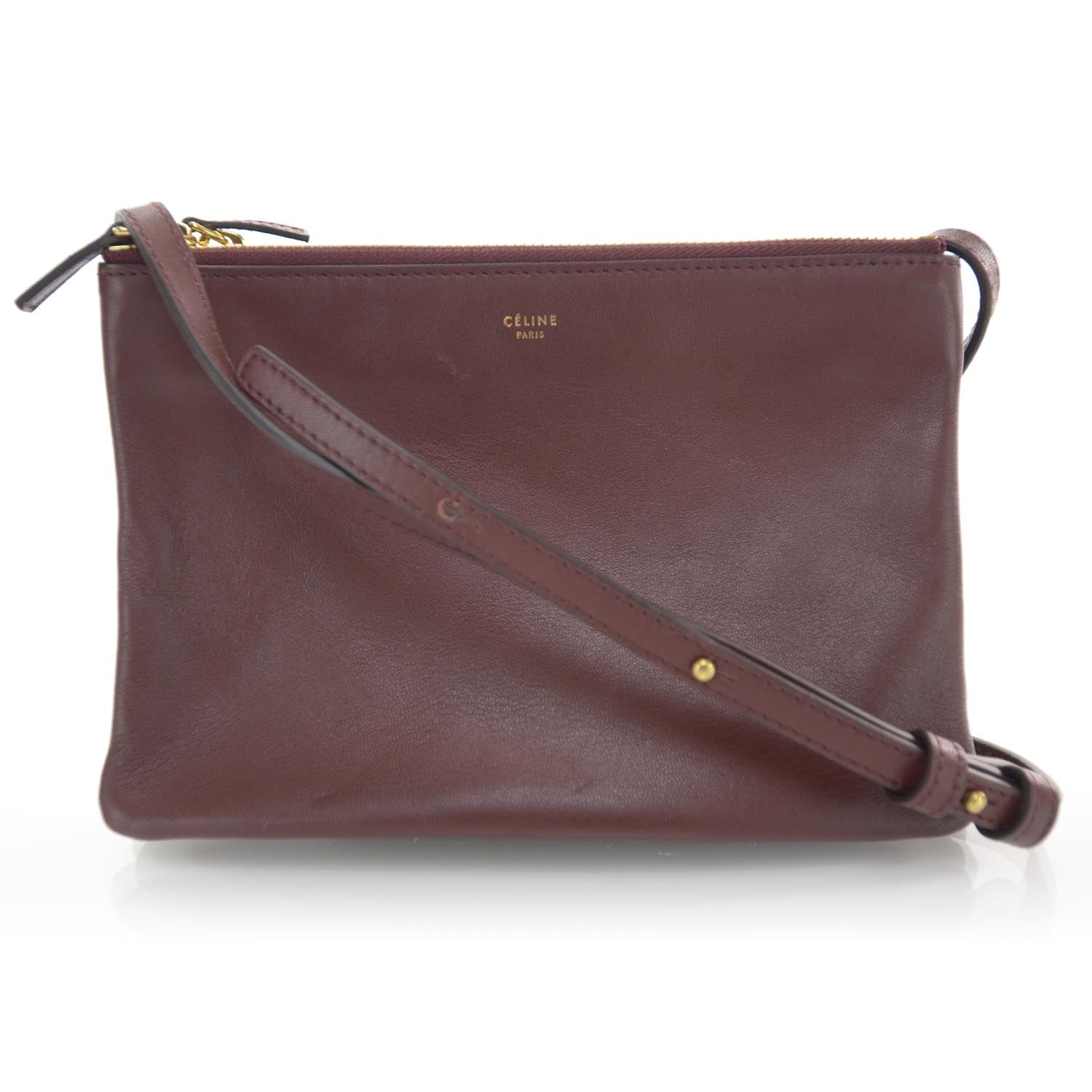 Celine Leather Trio Crossbody Bag Burgundy 1 of 9