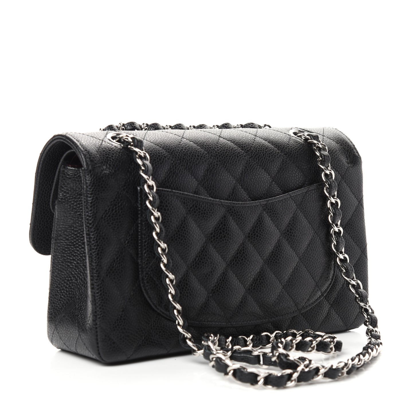Caviar Quilted Small Double Flap Black