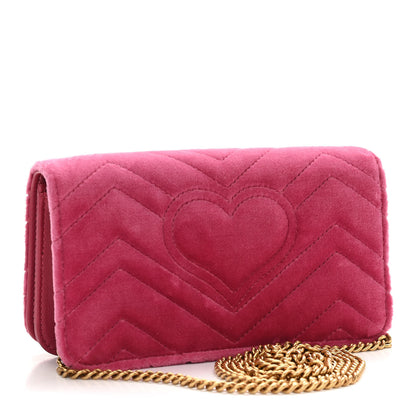 Gucci Velvet Matelasse Love Embroidered GG Marmont Mini Bag Light Raspberry Rose 3 of 9