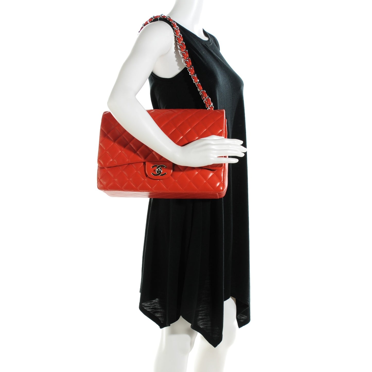 Lambskin Quilted Maxi Double Flap Red
