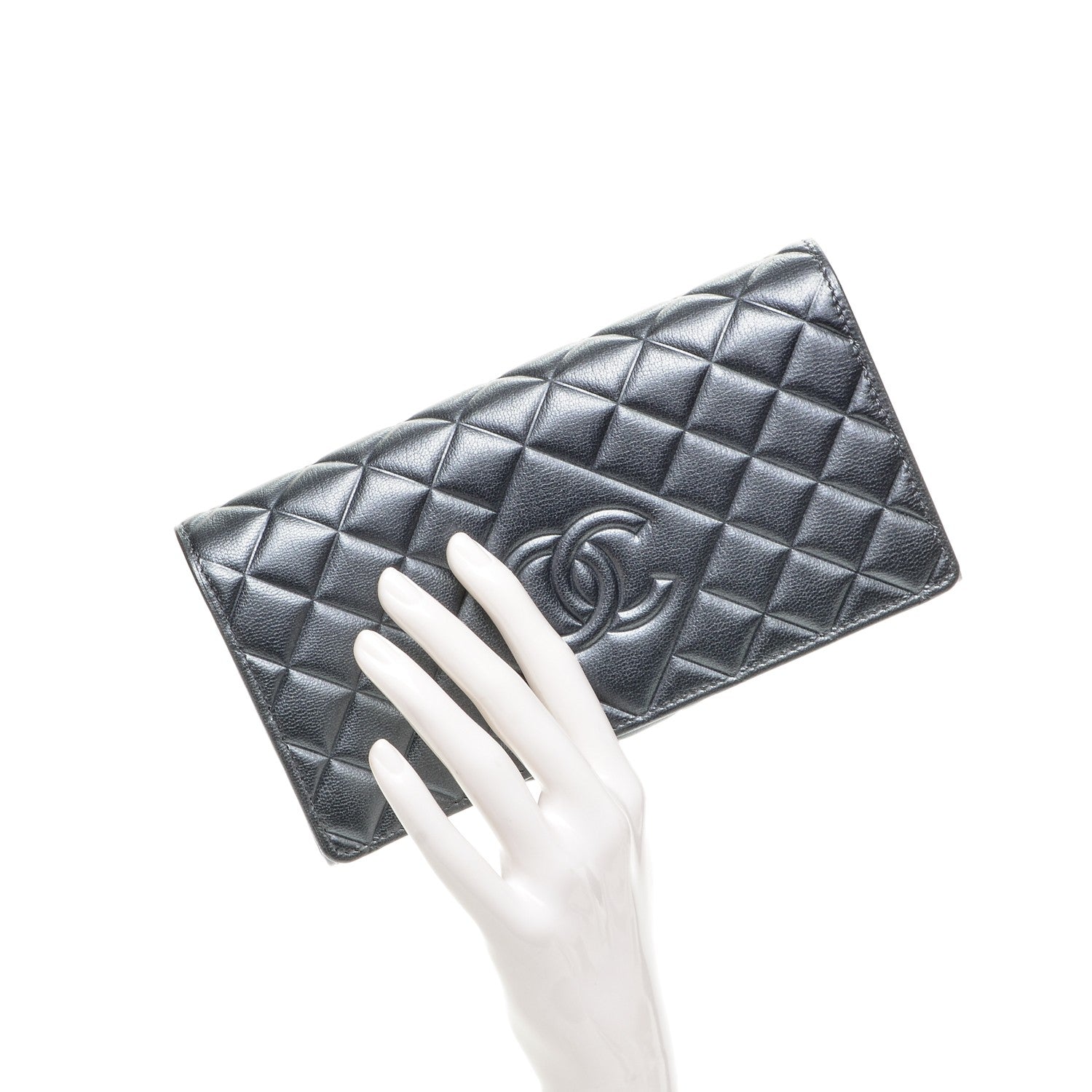 Chanel Calfskin Quilted Large Diamond CC Flap Wallet Dark Silver 2 of 8