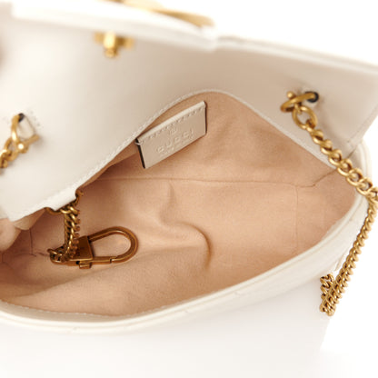 Gucci Calfskin Matelasse Super Mini GG Marmont Shoulder Bag White 5 of 11