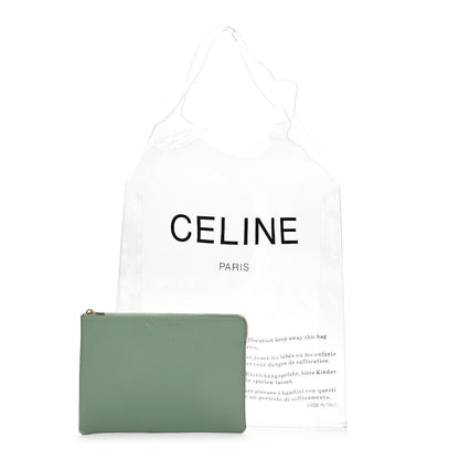 Celine Plastic Bag with Cloudy Lambskin Solo Zip Pouch Clutch Lime 1 of 13