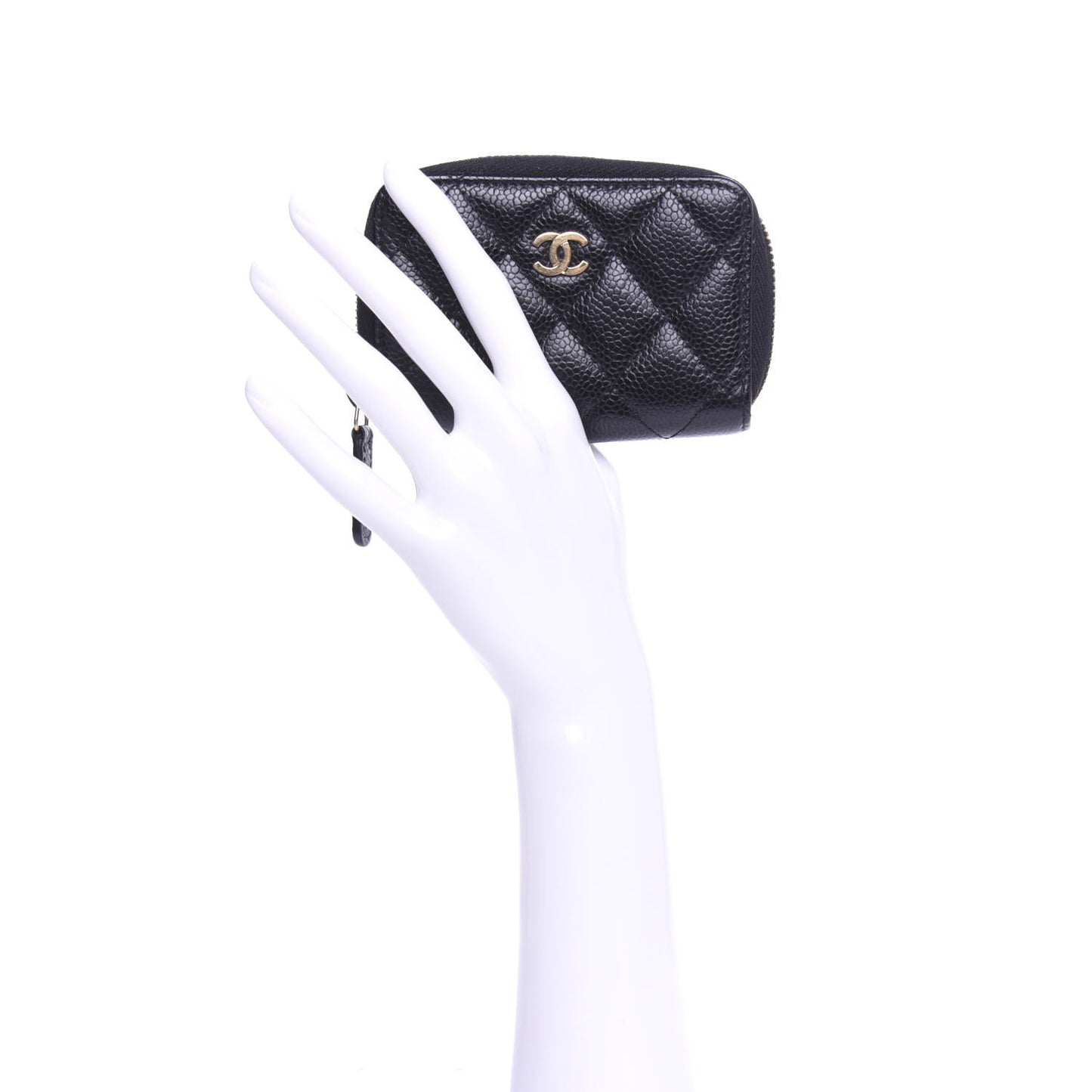 Caviar Quilted Zip Coin Purse Black