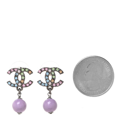 Chanel Ruthenium Crystal Bead CC Drop Earrings Multicolor 2 of 5