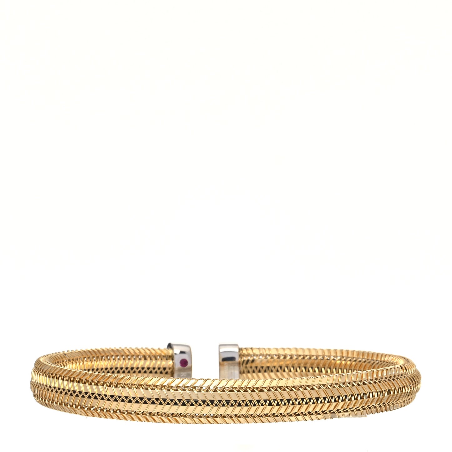 18K Yellow White Gold Diamond Woven Cuff Bracelet