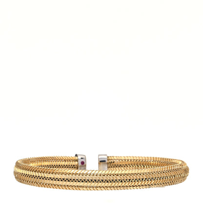 Roberto Coin 18K Yellow White Gold Diamond Woven Cuff Bracelet 2 of 4