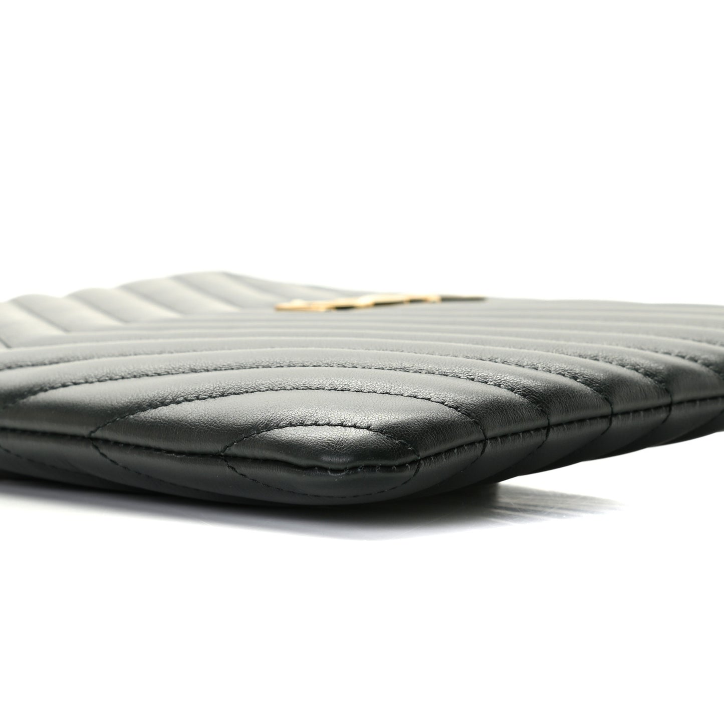 Calfskin Matelasse Chevron Monogram A5 Wristlet Black