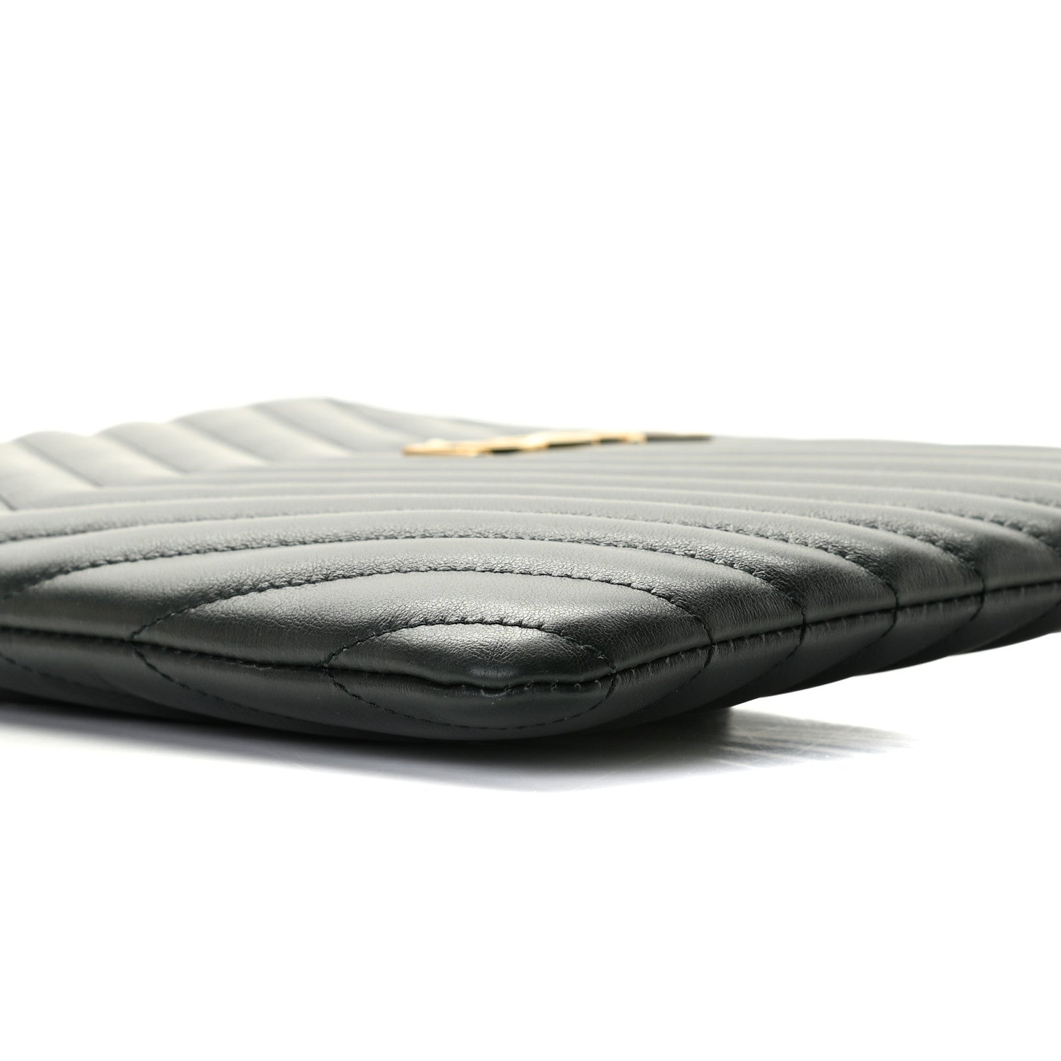 Saint Laurent Calfskin Matelasse Chevron Monogram A5 Wristlet Black 10 of 10
