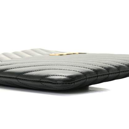 Saint Laurent Calfskin Matelasse Chevron Monogram A5 Wristlet Black 10 of 10