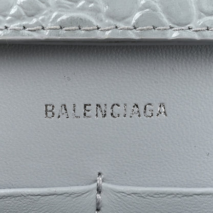 Balenciaga Shiny Calfskin Crocodile Embossed Hourglass Chain Bag Ash Blue 6 of 17